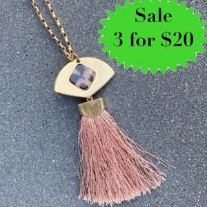 NORDSTROM gold chainlink necklace pendant tassel evil eye Art Deco jewelry long